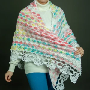 Handmade Crochet Shawl – Elegant Mohair Wool Wrap