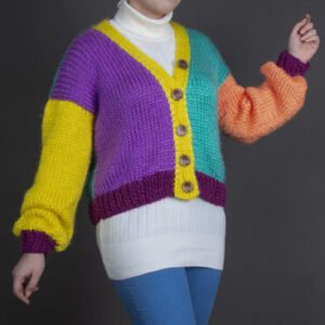Handmade Knitted Jacket – Multicolor Acrylic Wool Design