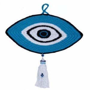 Evil Eye – Oval – Blue & White Crochet Wall Hanging