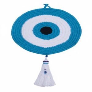 Evil Eye – Round – Blue & White Crochet Wall Hanging