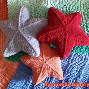 Handmade Knitted Star-Shaped Cushion – Soft Velvet Yarn