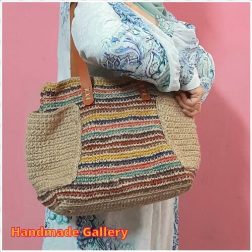 Handmade Crochet Bag – Made with Colored Jute Yarns Dyed with Natural Pigments